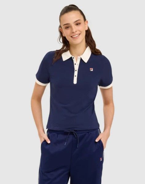 FILA HARLO WOMENS FITTED ICONIC POLO- FNAVY/GARDENIA