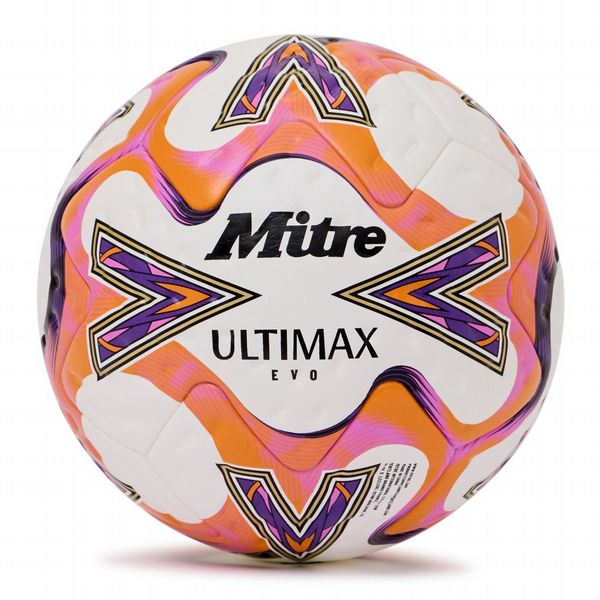 Mitre Ultimax Evo Football White/Orange/Purple - 5